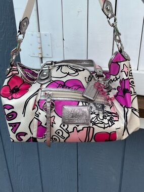 Auth Coach Y2K 16308 Poppy Petal Print Rocker Satchel Rare! EUC